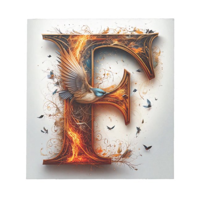 Bloco De Notas Impressão de Arte/Carta Postal da Letra "F" da Fên (Frente)