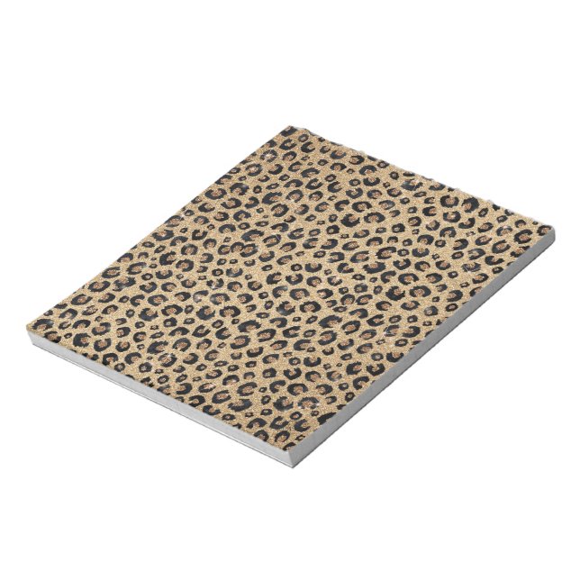 Bloco De Notas Impressão de Leopardo Negro brilhante Dourado Eleg (Invertido)