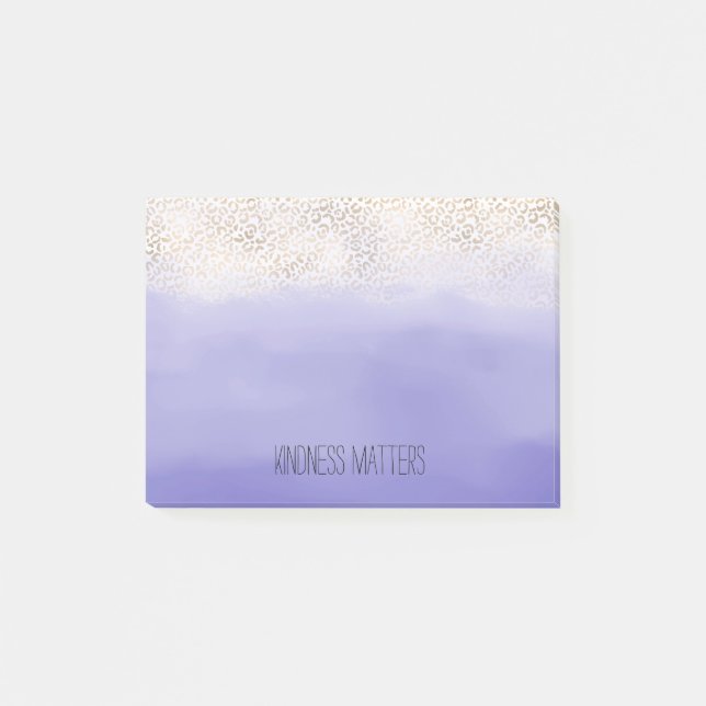 Bloco De Notas Impressão de Ombre Leopardo Dourado Roxo (Frente)