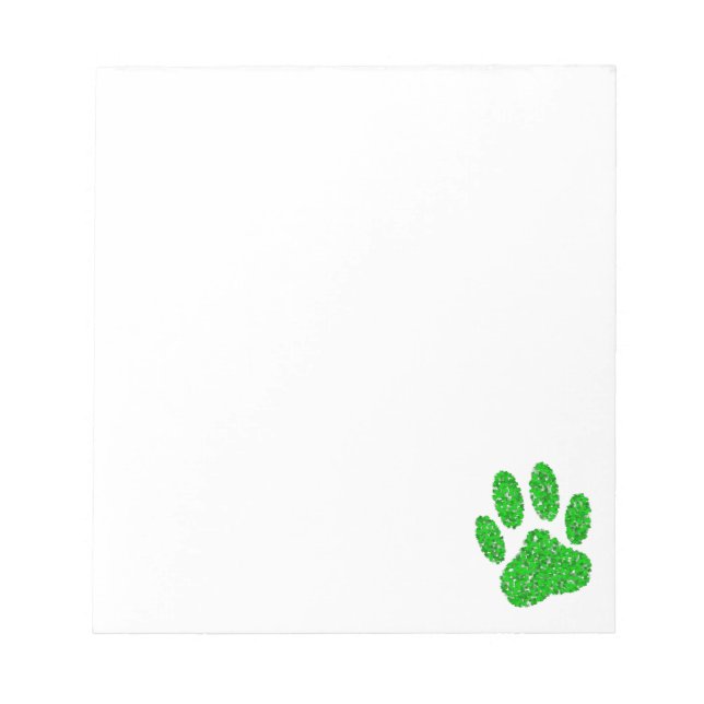 Bloco De Notas Impressão de Pata de Cachorro Verde Personalizada (Frente)