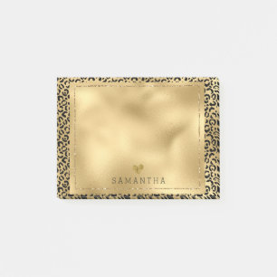 Bloco De Notas Impressão do Leopardo Preto Dourado Personalizada