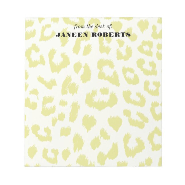 Bloco De Notas Impressão do Leopardo Verde Pálido com Nome Person (Frente)