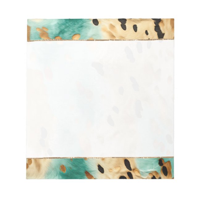 Bloco De Notas Impressão Dourada Turquesa Black Animal (Frente)