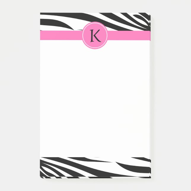 Bloco De Notas Impressão em preto e branco monograma com rosa que (Frente)