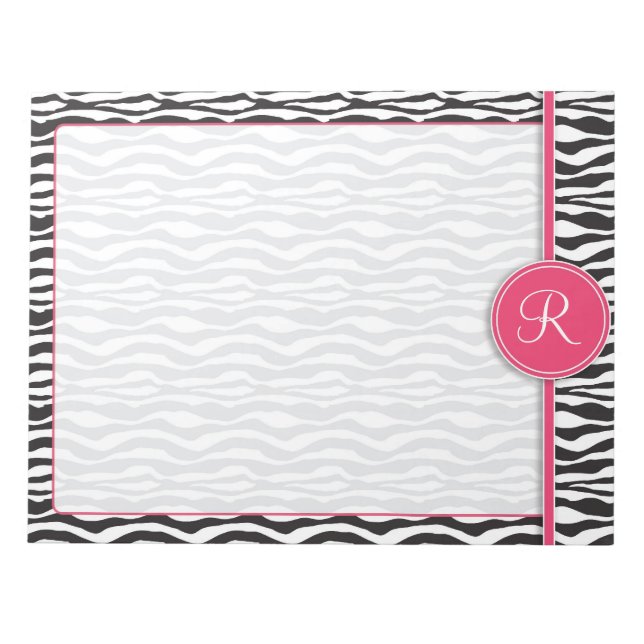 Bloco De Notas Impressão em Zebra com Monograma Rosa Girassol (Frente)