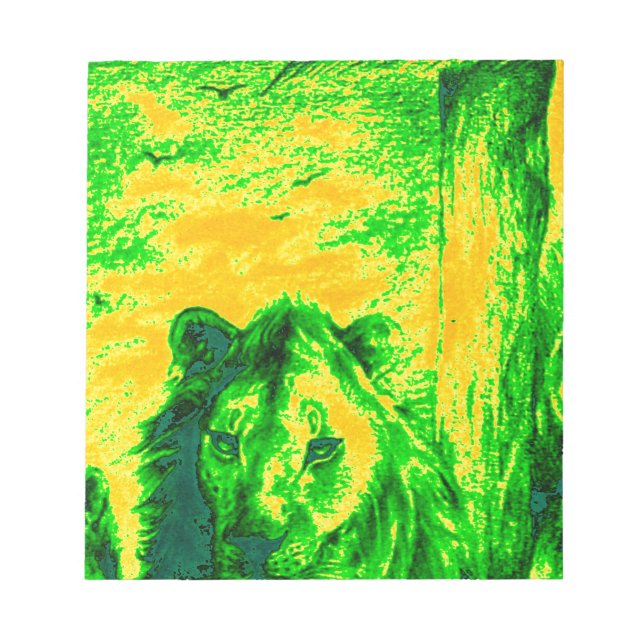 Bloco De Notas Impressão Fluorescente de Arte Lion de Visão Notur (Frente)