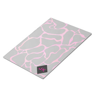 Bloco De Notas Impressão Giraffe Rosa Choque e Preto