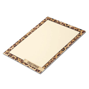 Bloco De Notas Impressão Leopardo de Textura Rústica Personaliz
