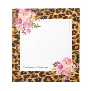 Bloco De Notas impressão leopardo, moderna chita, moda, floral