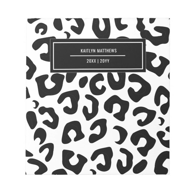 Bloco De Notas Impressão Mínima Moderna do Leopardo Negro (Frente)