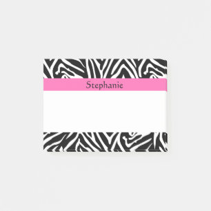 Bloco De Notas Impressão personalizado da zebra do rosa preto,
