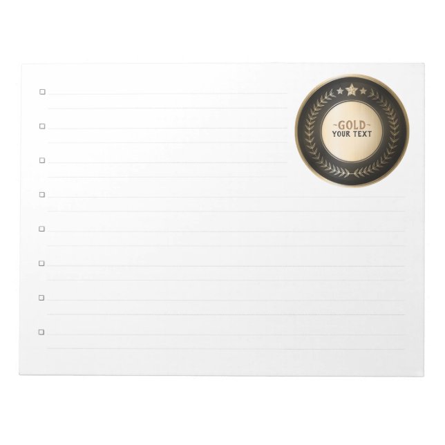 Bloco De Notas IMPRESSÃO PERSONALIZADO MEDAL Dourado #1 Campeão E (Frente)