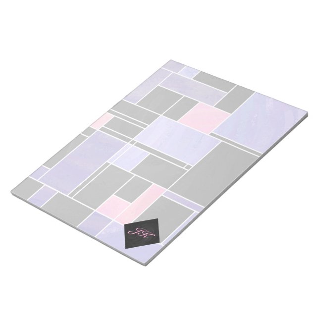Bloco De Notas Impressão preto roxo mondriano (Inclinado)