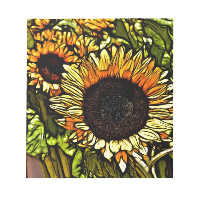 Bloco De Notas impressionismo pintando país girassol amarelo (Frente)