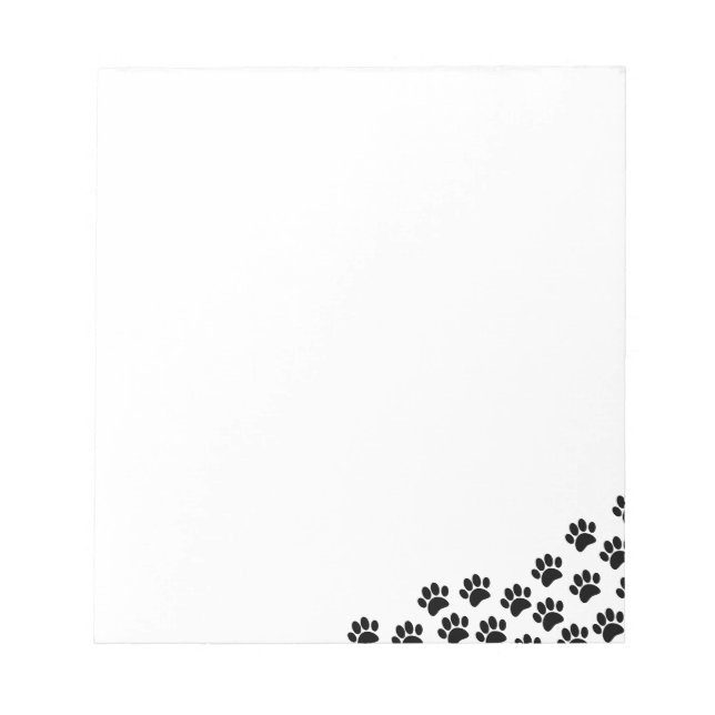 Bloco De Notas Impressões de Pata de Cachorrinho Preto Com Texto  (Frente)