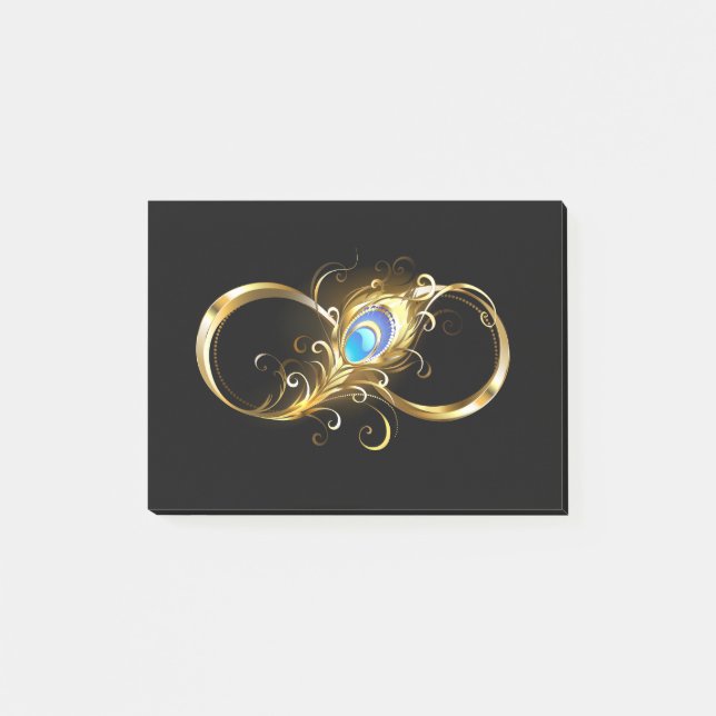 Bloco De Notas Infinidade com a pena Pavão de Ouro (Frente)