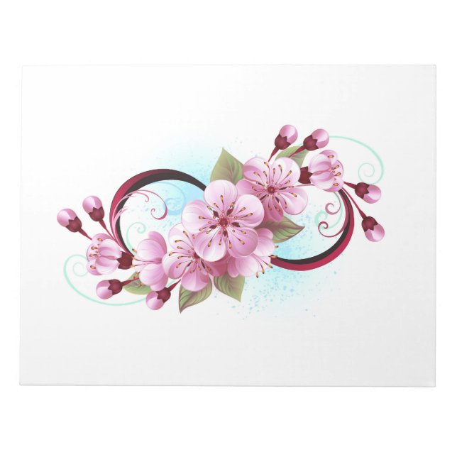 Bloco De Notas Infinidade com Flores de Flor Sakura (Frente)