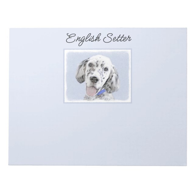 Bloco De Notas Inglês Setter Blue Belton pintando arte canina (Frente)