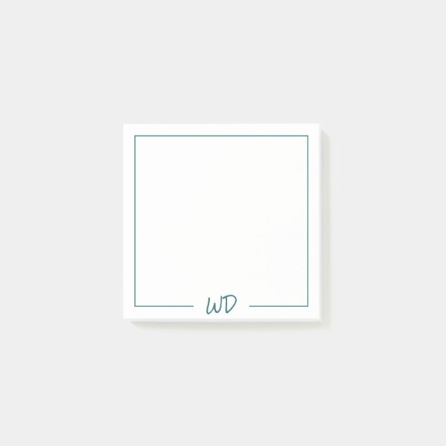 Bloco De Notas Iniciais Básicos de Monograma Verde Teal Escuro (Frente)