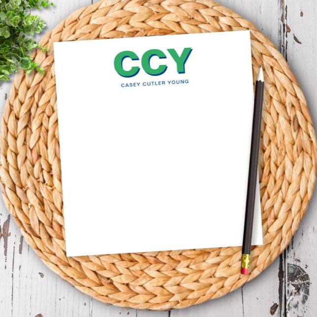 Bloco De Notas Iniciais Chunky Verde e Azul Personalizados (Criador carregado)