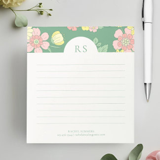 Bloco De Notas Iniciais Contemporâneas Boho Floral