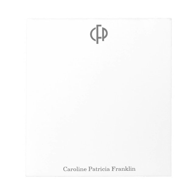 Bloco De Notas Iniciais de Monograma Geométrico Moderno a Preto E (Frente)