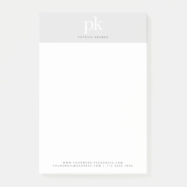 Bloco De Notas Iniciais de Monograma Minimalista e Elegante para  (Frente)