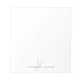 Bloco De Notas Iniciais de Script com Letra Mão Monograma Minimal