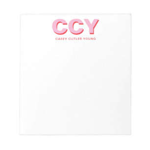 Bloco De Notas Iniciais Grossas Rosa e Coral Personalizadas