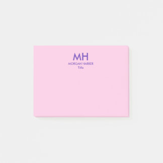 Bloco De Notas Iniciais Limpo Mínimo Rosa Roxo