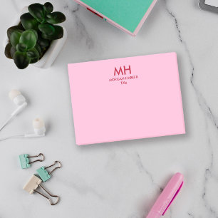 Bloco De Notas Iniciais Limpo Mínimo Rosa Vermelho
