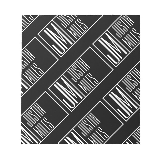 Bloco De Notas Iniciais modernas com padrão de monograma do nome (Frente)