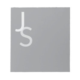 Bloco De Notas Iniciais Monogramadas Sobrepostas Modernas | Cinza