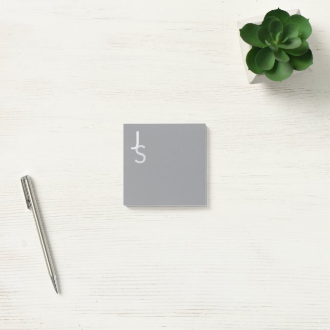 Bloco De Notas Iniciais Monogramas Sobrepostos Modernos | Cinza (Escritótio)