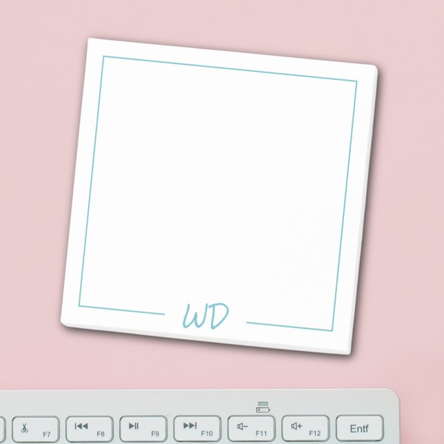 Bloco De Notas Iniciais Simples de Monograma Azul (Criador carregado)