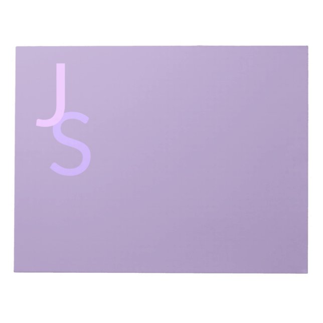 Bloco De Notas Iniciais Sobrepostas Modernas Monogramadas | Roxo (Frente)