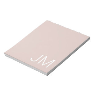 Bloco De Notas Inicials Maiúsculas Monogramadas Rosa Blush Tendên