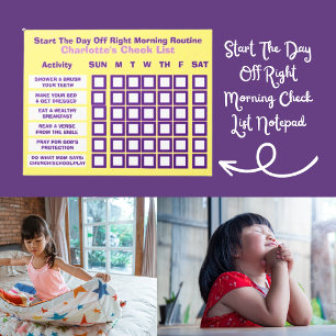 Bloco De Notas Iniciar Lista De Verificação De Manhã Direita No D