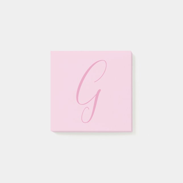 Bloco De Notas Initial Letter Monogram Light Pink Plain Chic (Frente)