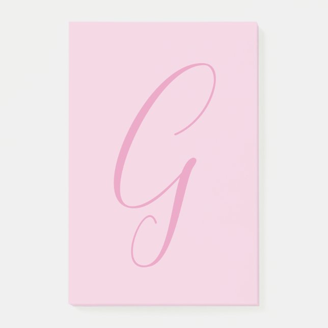 Bloco De Notas Initial Letter Monogram Light Pink Plain Chic (Frente)