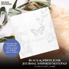 Bloco de Notas Inspirado em Junk Journal Preto e B