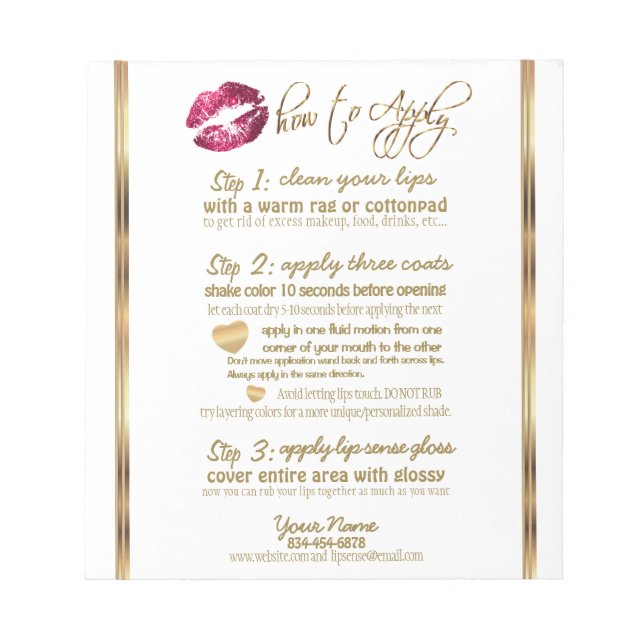 Bloco De Notas Instruções para 💋 de Lip brilhante rosa quente (Frente)