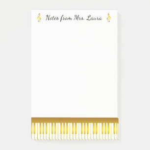 Bloco De Notas Instrumento Musical do Teclado Piano Dourado para