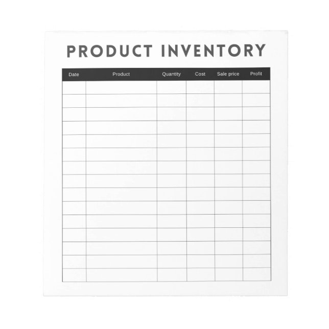 Bloco De Notas Inventário de produto simples profissional para ne (Frente)