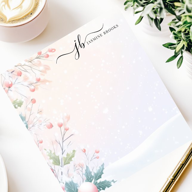 Bloco De Notas Inverno de Bagas Congeladas Aquarela Personalizada (Criador carregado)