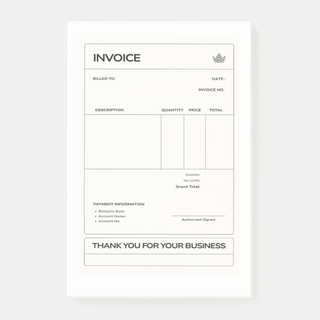Bloco De Notas invoice (Frente)