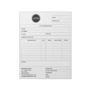 Bloco De Notas Invoice Business Sales Form Receipt, Add Logo