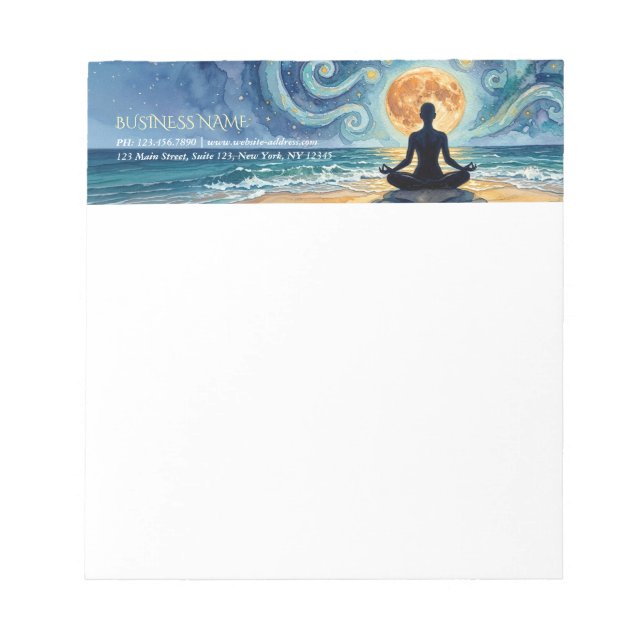 Bloco De Notas Ioga Meditação Céu Noturno Estrelado Lua Praia Oce (Frente)