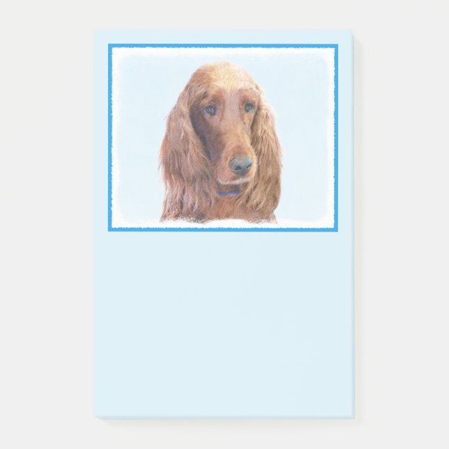Bloco De Notas Irish Setter Painting - Bela Arte Original De Cach (Frente)
