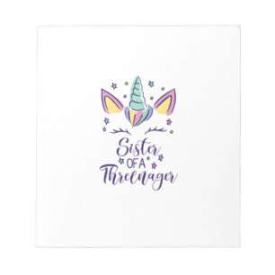 Bloco De Notas Irmã De Uma Menina Threenager Aniversário 3 Unicór